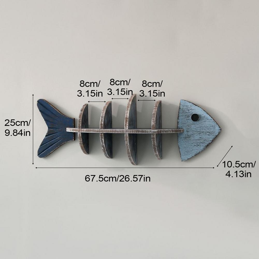 decorative Bookshelf Wall Shelves Fish-Shaped Organizer Shelf Wall Decorations Rustic Home Decor for Bathroom Laundry Room
