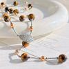 Maillard Natural Boutique Tiger's Eye Stone Imitation Tahitian Pearl Various Wearing Methods Sweater Chain Collarbone Chain Necklace