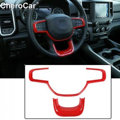 Interior Center Console Steering Wheel Cover Trim For Dodge Ram 1500 2018-20 Red