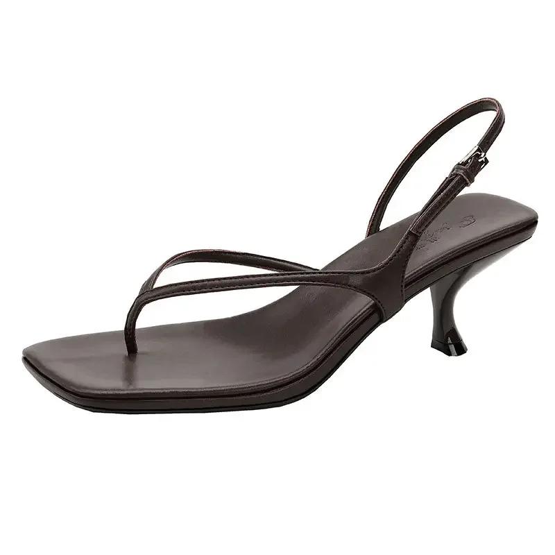 Fashion French High Heels Women's Stiletto Summer Fashion Pinch Sandals Women's 2025 New Back Strap Herringbone Cool Slippers