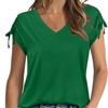 Women's Short Sleeve Top Drawstring Summer Fashion V-Neck T-Shirt