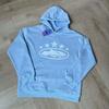 Mens Oversized Hooded Sweatshirt With Distressed Letter Print Cotton Blend Loose Fit Casual Streetwear