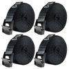 Sondsilen 2m Cargo Tie-Down Straps, 25mm Wide, Set of 4, for Binding, Transporting, Packaging, and Earthquake Preparedness