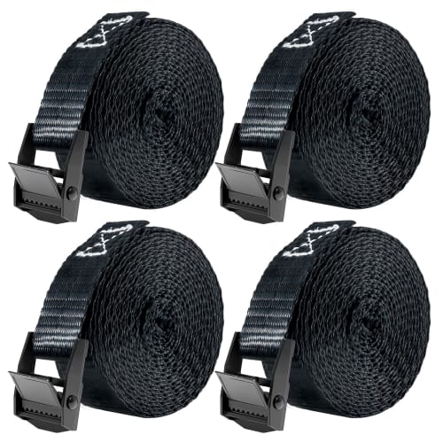 Sondsilen 2m Cargo Tie-Down Straps, 25mm Wide, Set of 4, for Binding, Transporting, Packaging, and Earthquake Preparedness