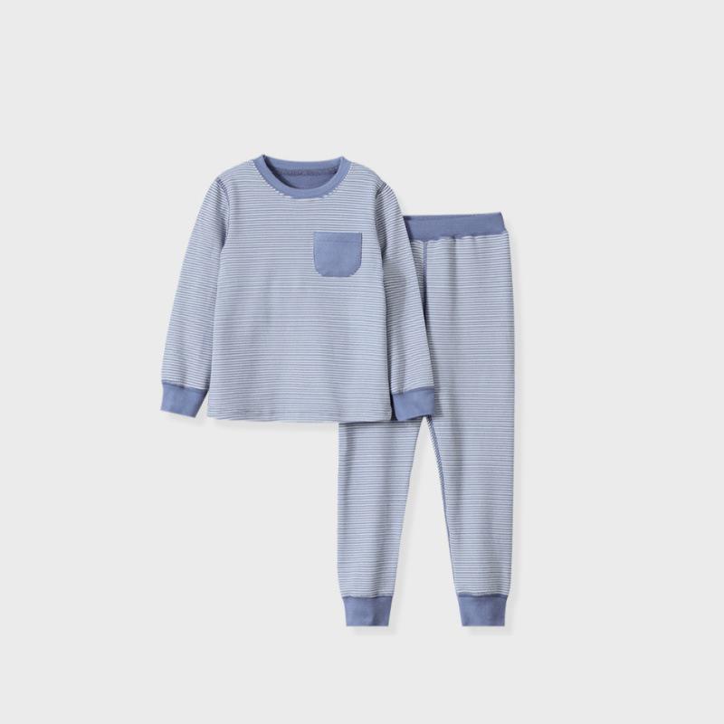 Striped Spring & Autumn Kids' Pajama Set: Two-Piece Top & Pants for Boys and Girls