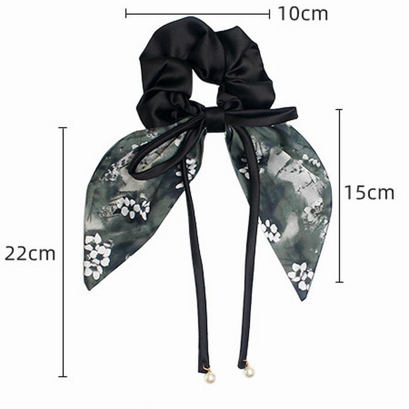 Korea Satin Bow Hair Bands For Women Black Elastic Hair Tie Girls Bows for Hair Coquette Hairbands Handkerchief Scrunchies