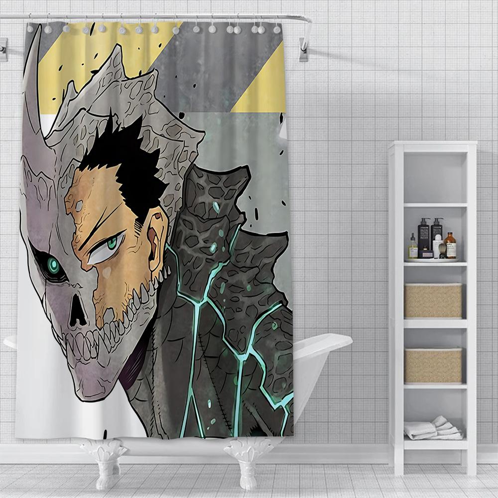 Japan Comics Kaiju No.8 Shower Curtain Waterproof Polyester Fabric Paint Bath Curtains Home Bathroom Decor Curtain Hook