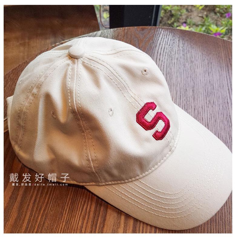 Hat female new S letter soft top curved brim cap trendy male couple baseball cap hip hop hat