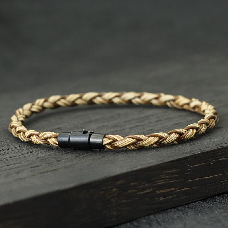 New Men Leather Bracelet Double Safety Magnet Buckle Handmade Braided Braclet Bangle Leisure Accessories Pulsera Hombre Jewelry