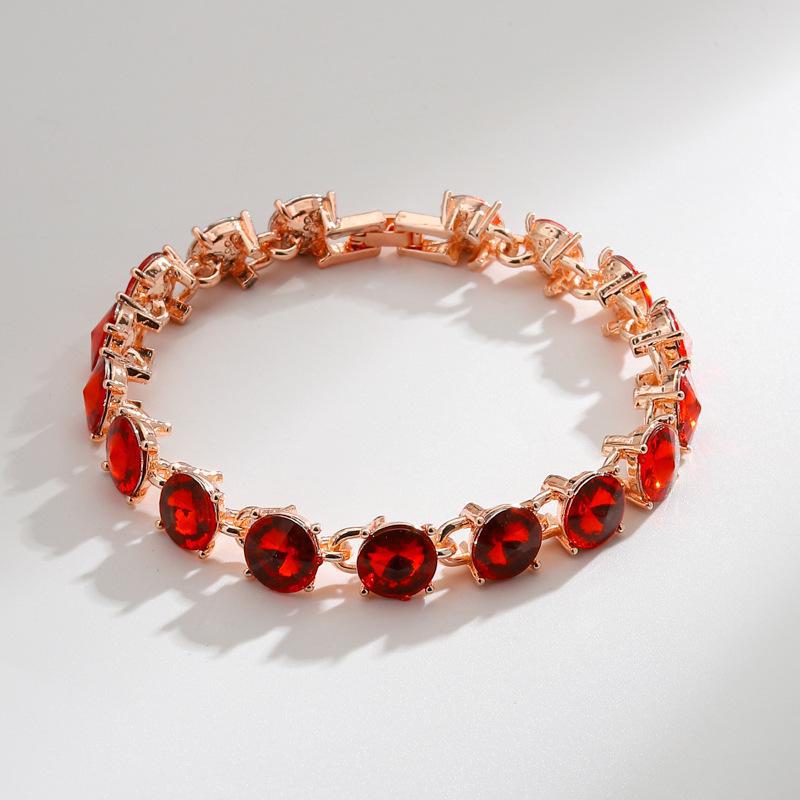 

Элегантный браслет из сплава синего кристалла - европейский и американский стиль Rose Gold красный