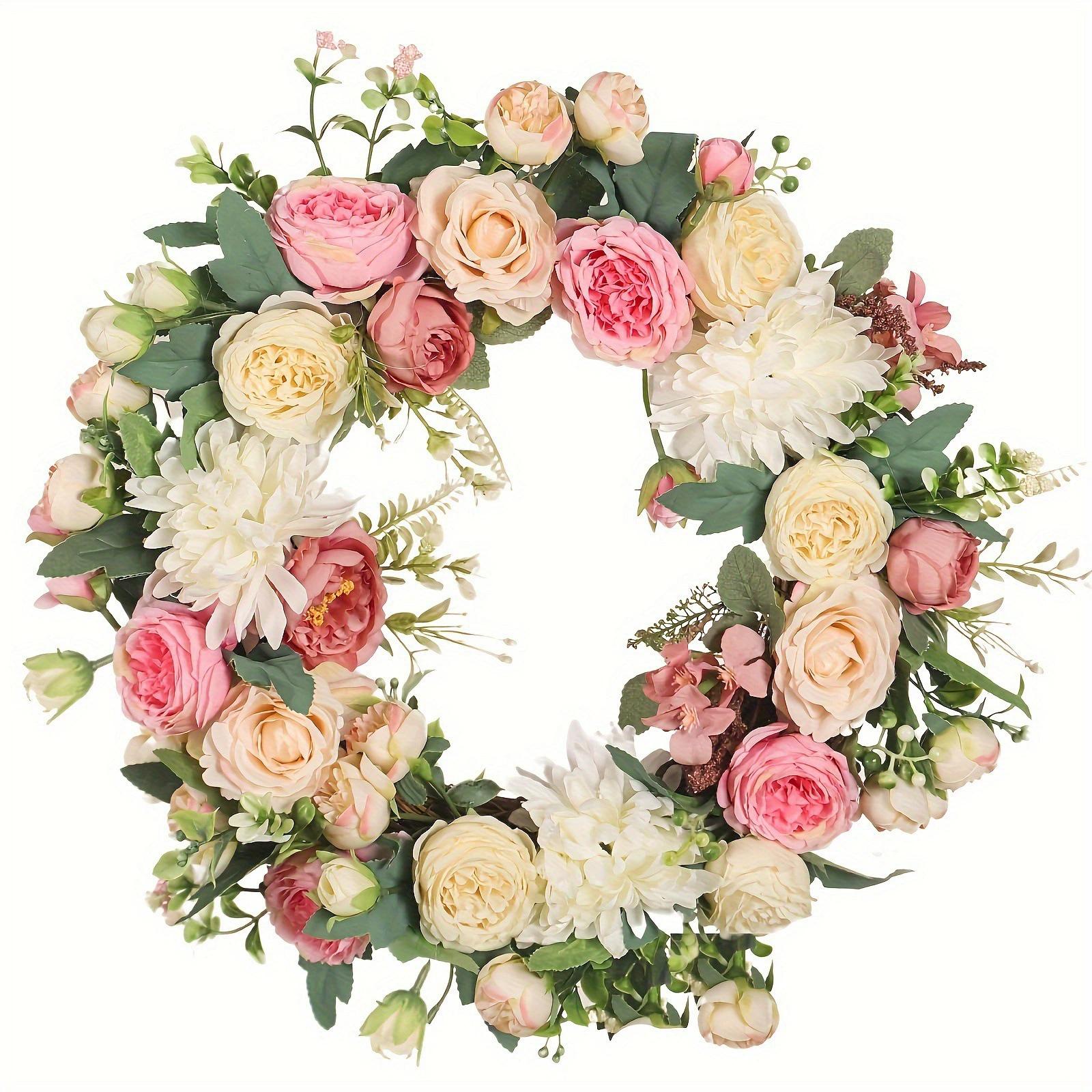 

Artificial Peony Wreath Garland Rattan Home Decor Wedding Flower Door Decoration Table Centerpieces for Home And Wedding 40cm светло-розовый