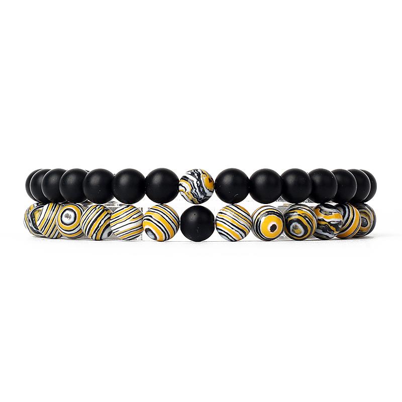 2pcs/Set Couples Distance Bracelets Tiger Eye Natural Chakra Lava Stone Beaded Yoga Bracelets for Men Women Elastic Rope Jewelry