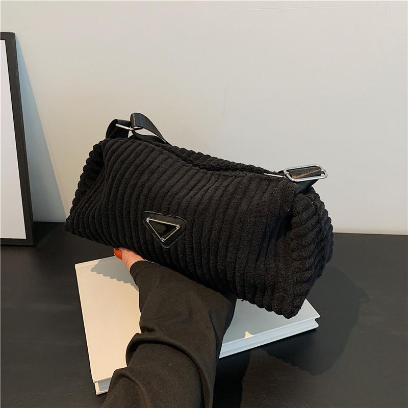 Trendy 2024 Women's Corduroy Crossbody Bag In Black White Gray Brown For Casual Style