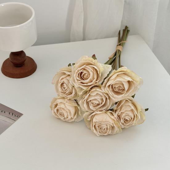 7 Bündel künstliche Rosen, Retro-Rosen mit Stielen für Tischvase, Braut-, Hochzeits- und Heimdekoration