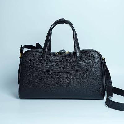 First Layer Cowhide Bowling Bag Women's Bag Leather Commuter Handbag Messenger Bag Fashion Light Luxury Premium Leather Women's Bag