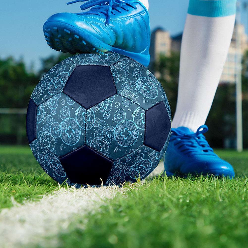 1PC Blue Mushroom Soccer Ball Size 5 Football Machine Sewn Indoor/Outdoor Universal Football A35