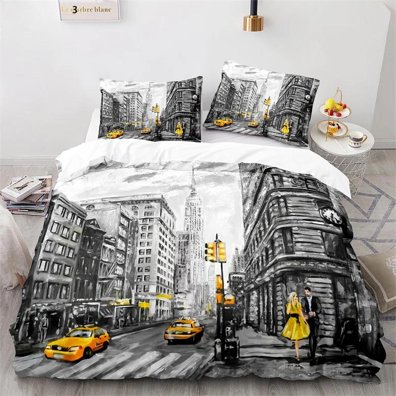 Statue Of Liberty Duvet Cover King Size Microfiber World Famous Building Bedding Set New York Landmark Cityscape Comforter Cover