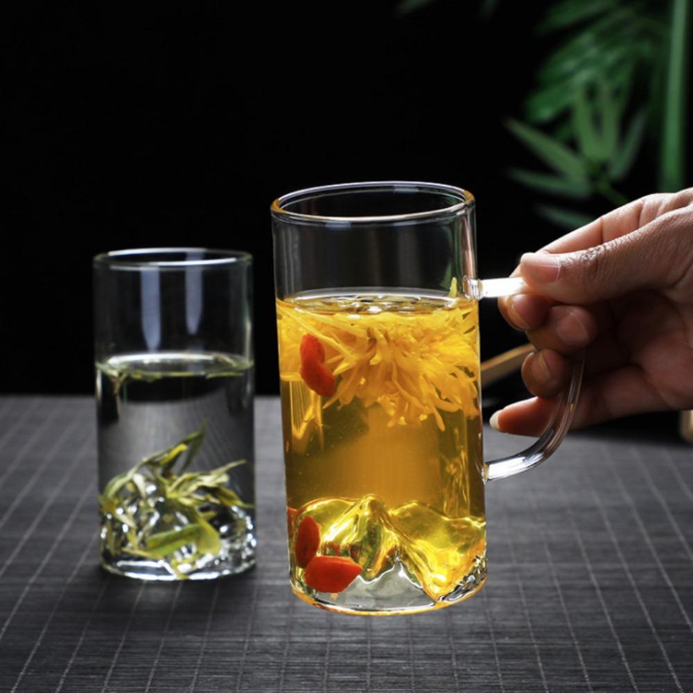 glass water cup, hot and cold green tea cup, high borosilicate heat-resistant glass, straight tube Guanshan cup