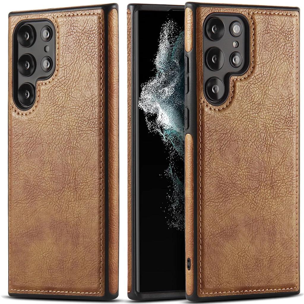 PU Leather Cover For Samsung Galaxy S26 S25 S24 S23 Ultra S22 Plus + Soft Slin Thin Business Phone Case Casing