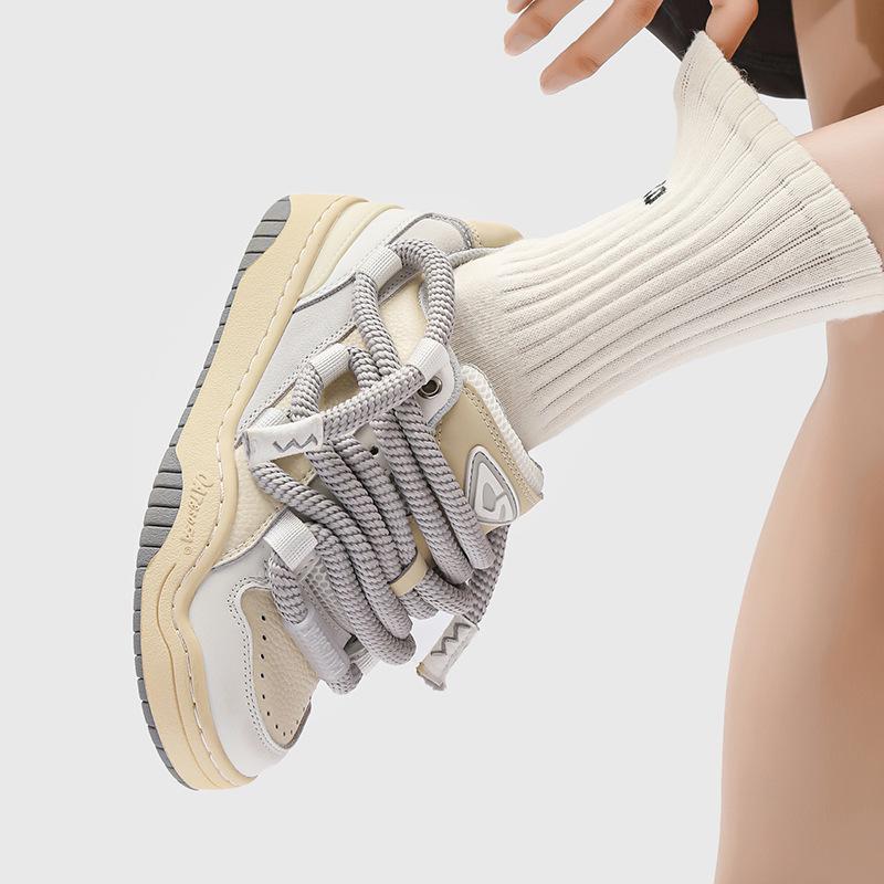 

Модные круглые шнурки Дизайнерская мужская обувь Мужская мода Противоскользящая Молодежная Прилив Мужская Повседневная обувь Комфорт Для ходьбы на открытом воздухе Весенние кроссовки 45 бежевый