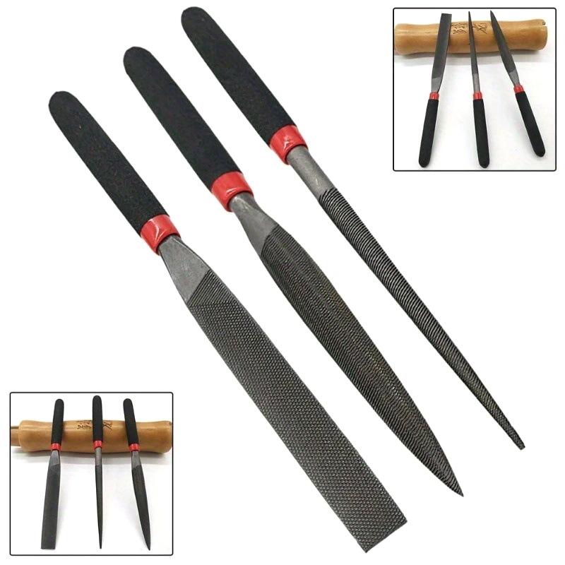 3Pcs Small Steel Files Needle Flat File For Stone Glass Metal Carving Craft Needle Filing Woodworking Hand Tool Sets