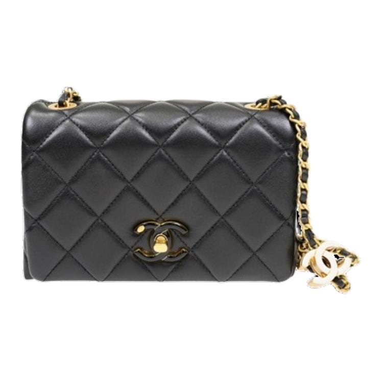 Chanel Lambskin Crossbody Bag, Shoulder Bag Small Women's Black AS4973-B17322-94305