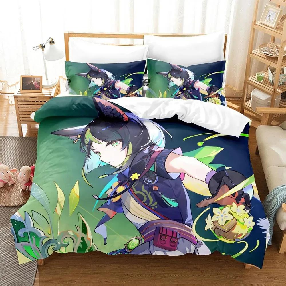 Kawaii Genshin Impact Tighnari Duvet Cover for Boys Bedroom Single Twin Full Queen King Size  Quilt Cover Pillowcase