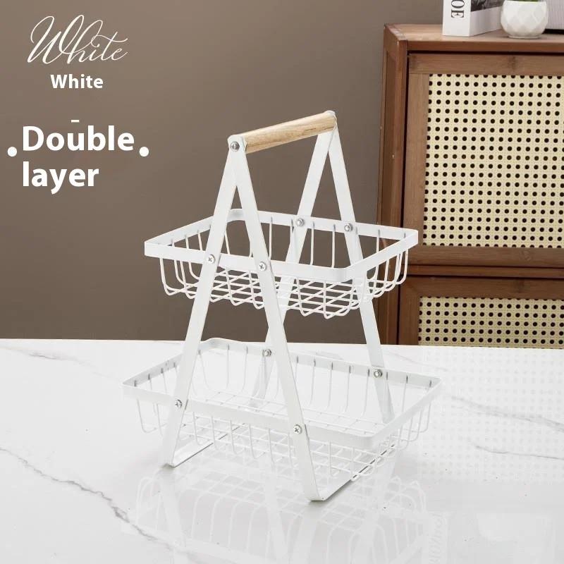

2025 New Portable Iron Kitchen Storage Rack Multifunctional Fruit Basket Multi-layer Snack Storage Shelf