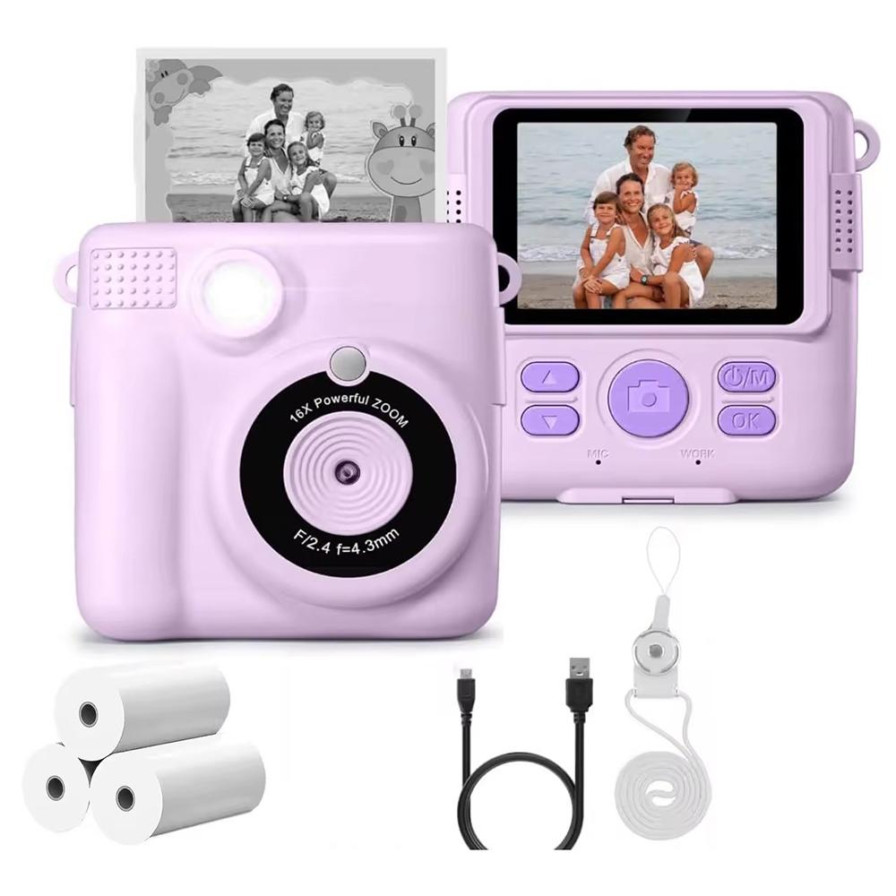 

ABS-681 2.4 Inch IPS Screen Mini Kids Camera Instant Print Digital Camera HD 1080P Video Recorder Purple