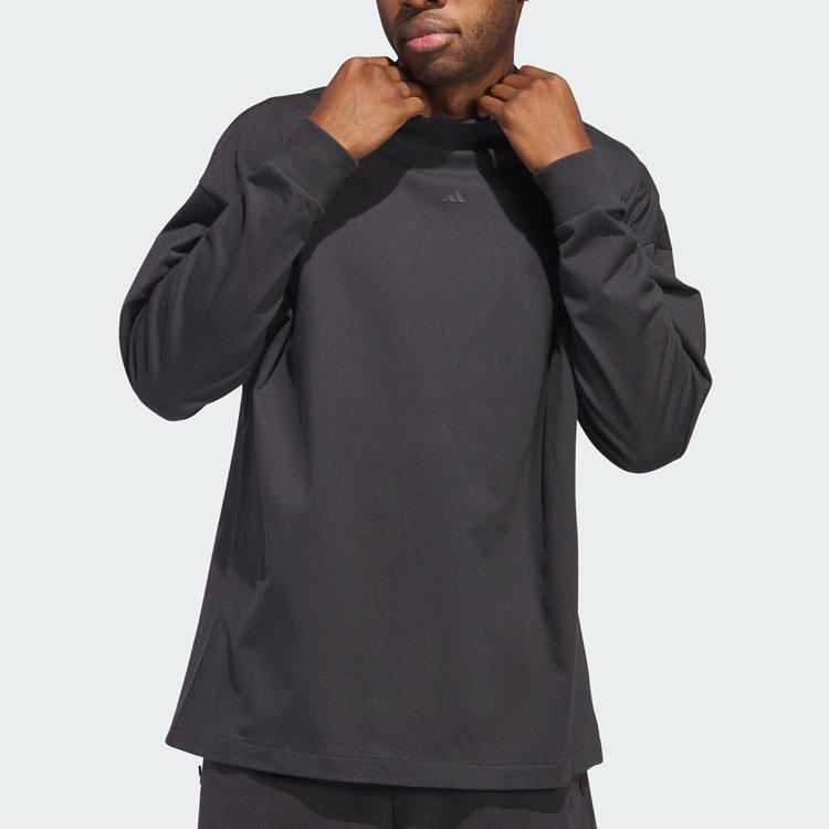 Adidas Solid Color Casual High Collar Long Sleeve T-Shirt Unisex Tops Black IN9561