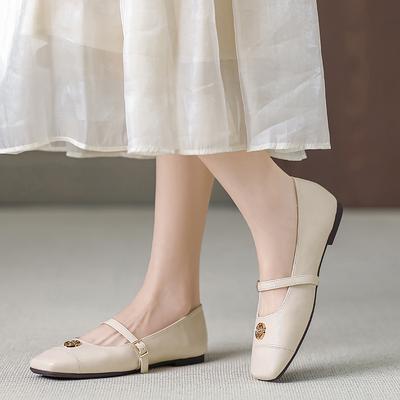 Chaussures simples Mary Jane tempérament chaussures pour femmes 2025 nouvel été à semelle plate avec jupe chaussures de soirée douces W108-15