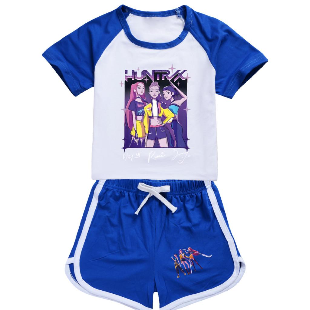 5022 Kids Girls POP Rumi Zoey Mira Print T-shirt Shorts Sport Tracksuit Clothes Set