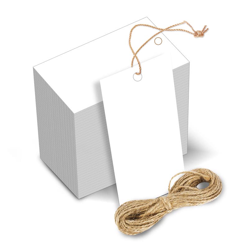 Clickedin - Blank Rectangular White Paper Tags for Packaging, Perfect for Gift and Order Packaging 100 Pieces 3 x 1.5 In