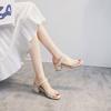 1356-23 Sandals Half Slippers Fashion High Heels Summer 2025 New Medium Heel Sandals