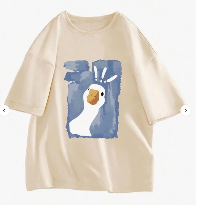 2025 Summer Cotton Printing Unisexs Duck Pattern Shortsleeved Casual Tshirt Tshirt Comfortable Trendy Brand