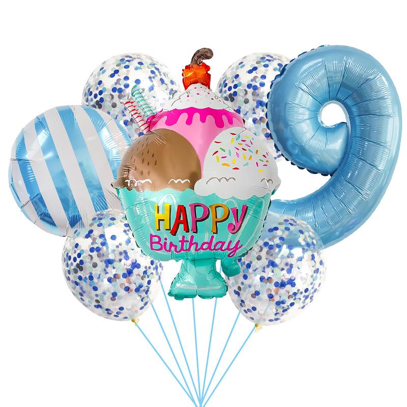 Birthday Ice Cream Candy Balloon Set Birthday Party Aluminum Film Balloon Arrangement Children'S First Year Photo