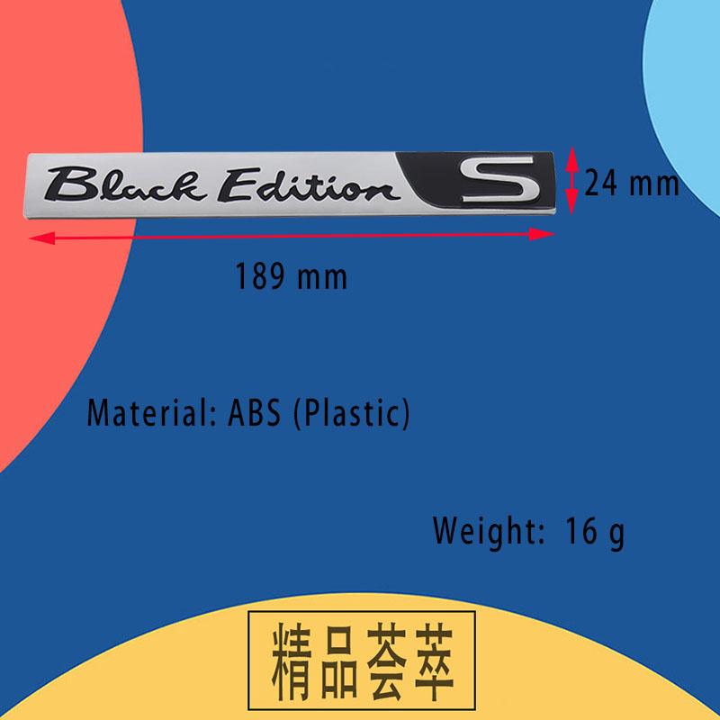 3D Auto Styling Black Edition S für Auto Motorhaube Kotflügel Kofferraum Heckklappe Namensschild Aufkleber Emblem Abzeichen Aufkleber