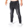 Men Jeans Solid Color Pockets Summer Washable Ankle Tied Denim Pants Streetwear