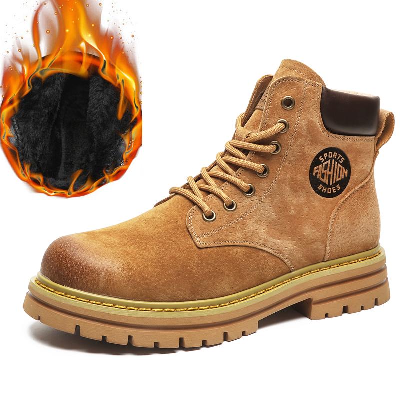 Fashion Men's Retro Boots British Style Work Shoes Autumn Winter Thick Bottom High Top Non Slip Warm Casual Leather Motorcycle Boots