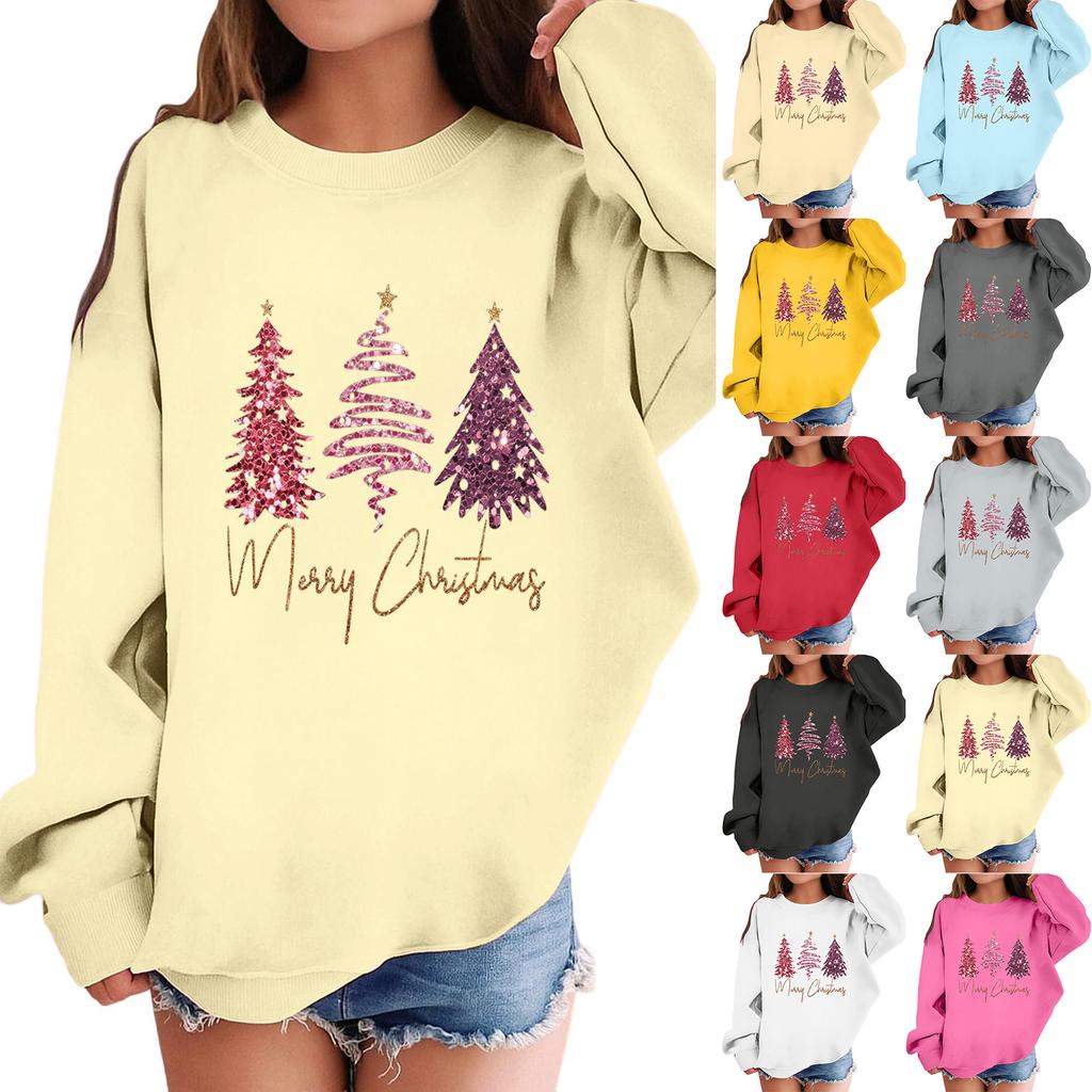 Children's Fashionable Casual Long-sleeved Loose Christmas Print Pullover Sweatshirt