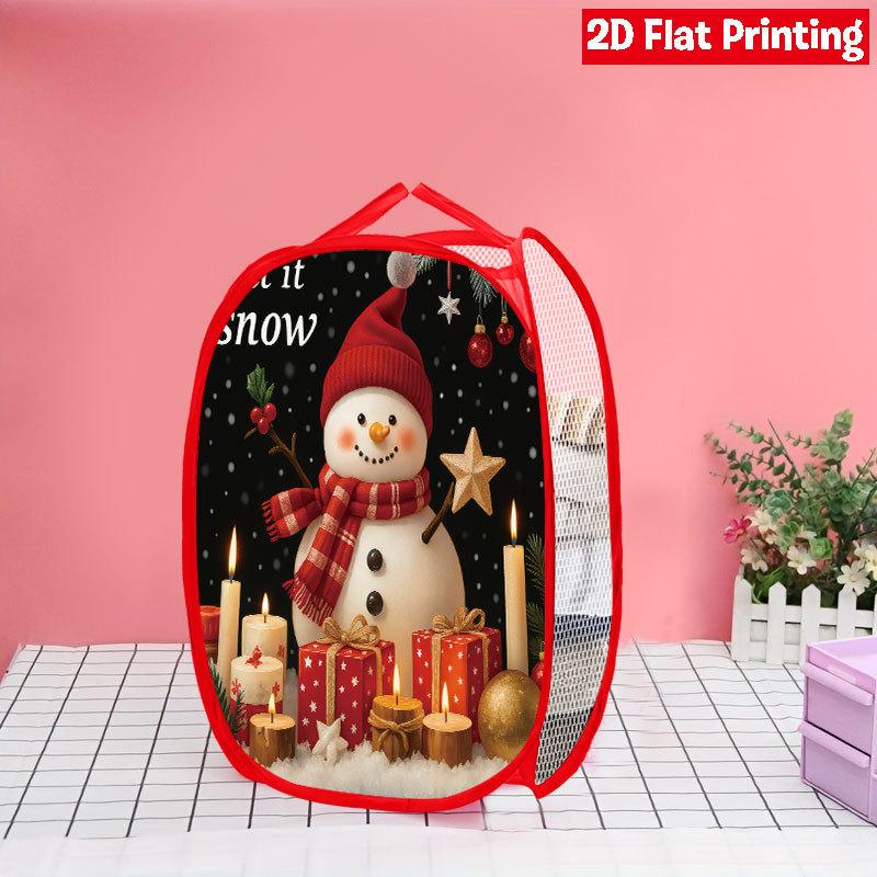 1Pcs Christmas Bathtub Santa Pop-Up Laundry Hamper Expandable Mesh Hamper Basket for Room Bedroom Bathroom Organization Contemporary Storage