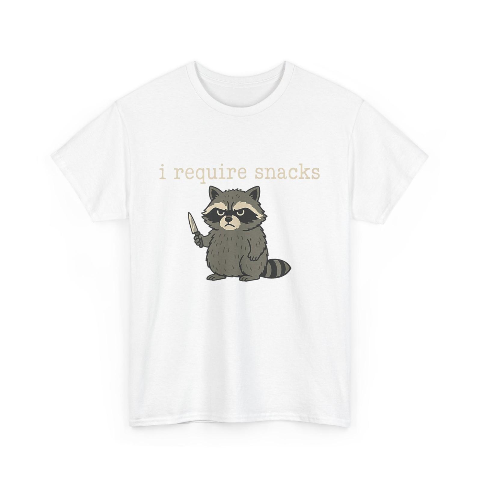 Raccoon T-Shirt, I Require Snacks Raccoon Lovers Men T-Shirt M
