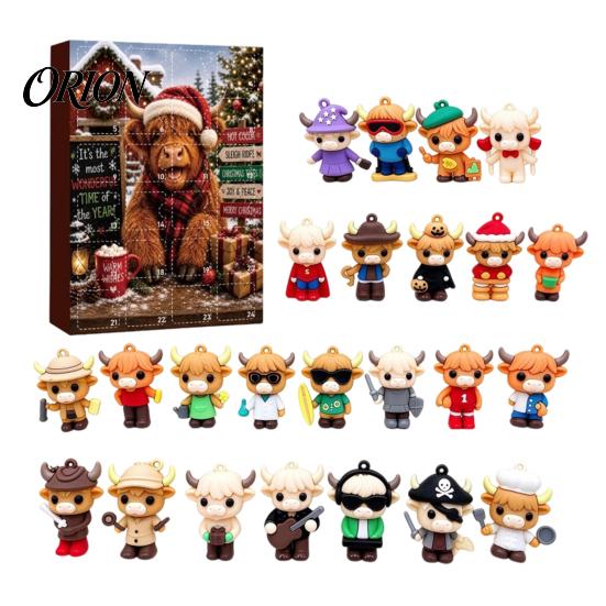 Holiday Countdown Surprise 24 Days 3D Highland Cow Advent Calendar 2026, Christmas Cute Farm Animal Gift for Parent Child Interaction Calendar,