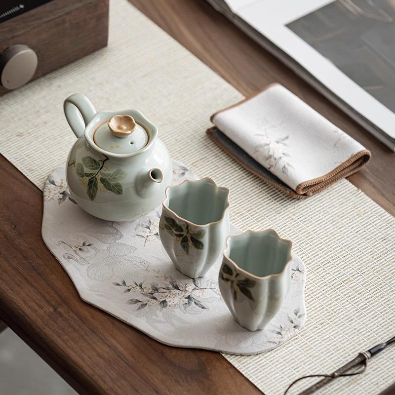 Osmanthus teapot exquisite small kung fu tea set household one pot two cups high-end housewarming new home teacup gift