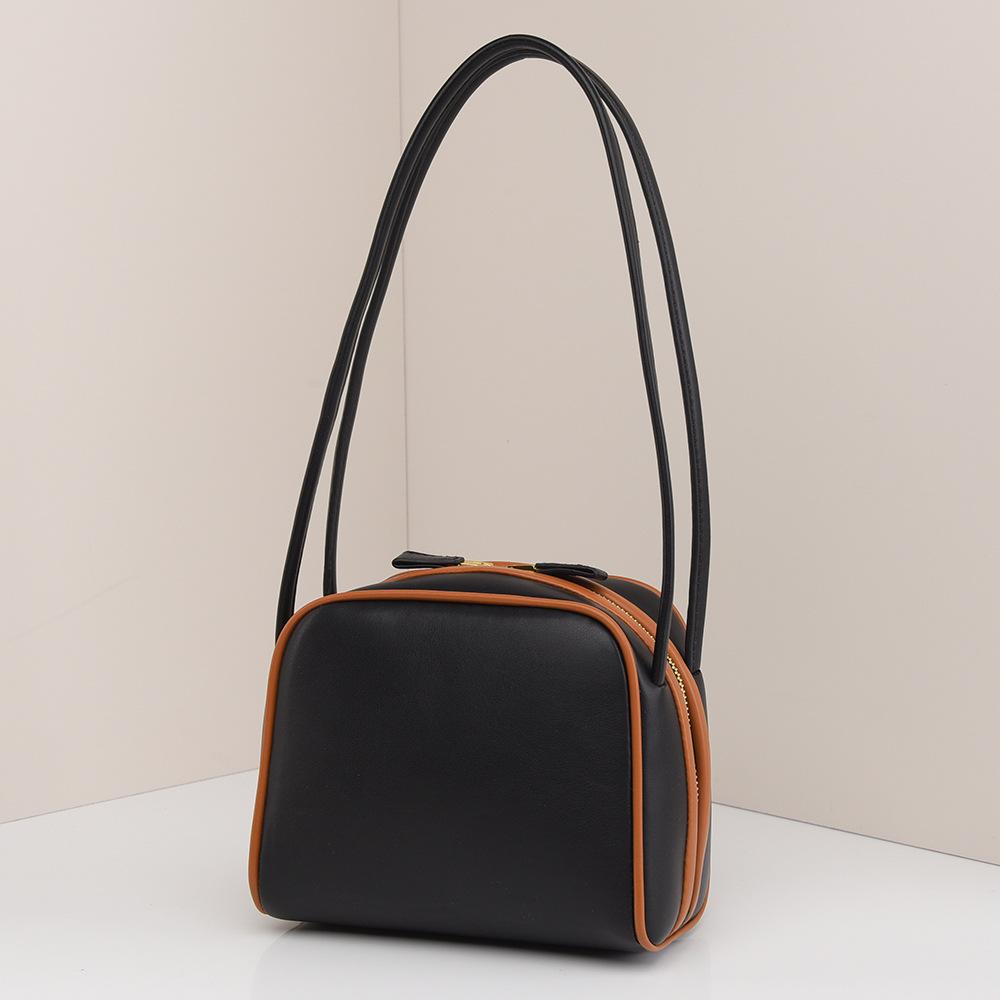 Single Shoulder Bag, Women's Tofu Bag, High-end Sense, Contrasting Color, Fashionable Bag, Women's Simple Commuting Armpit Bag