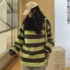 Women's Retro Striped Round Neck Sweatshirt - Casual, Loose, Thin Trend for Autumn and Winter