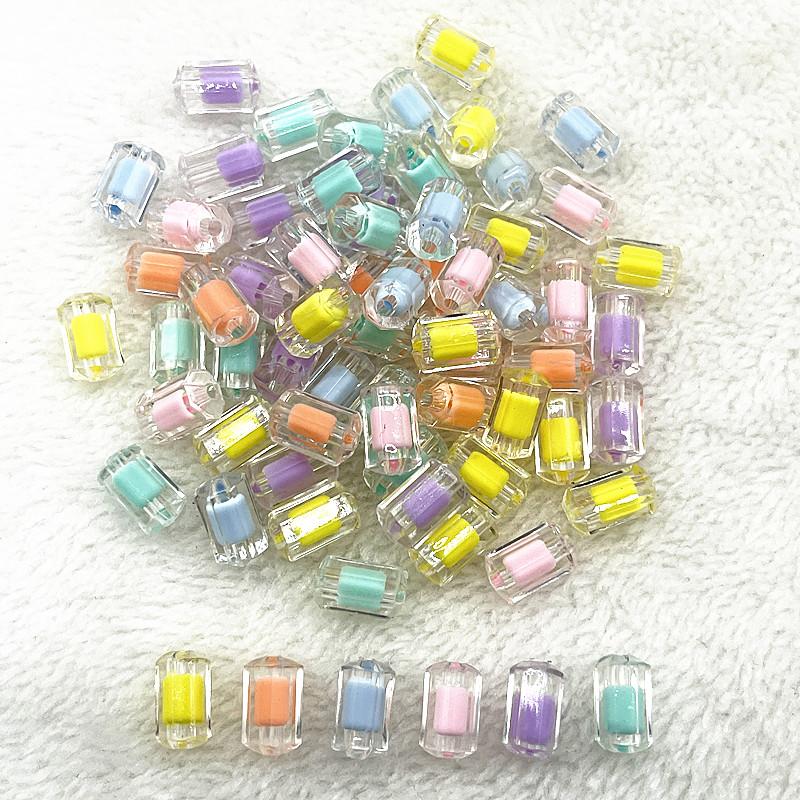 30pcs 12x7mm Matte/Transparency/AB Colour Acrylic Cylinder Beads Loose Spacer Beads for Jewelry Making DIY Bracelets Accessories