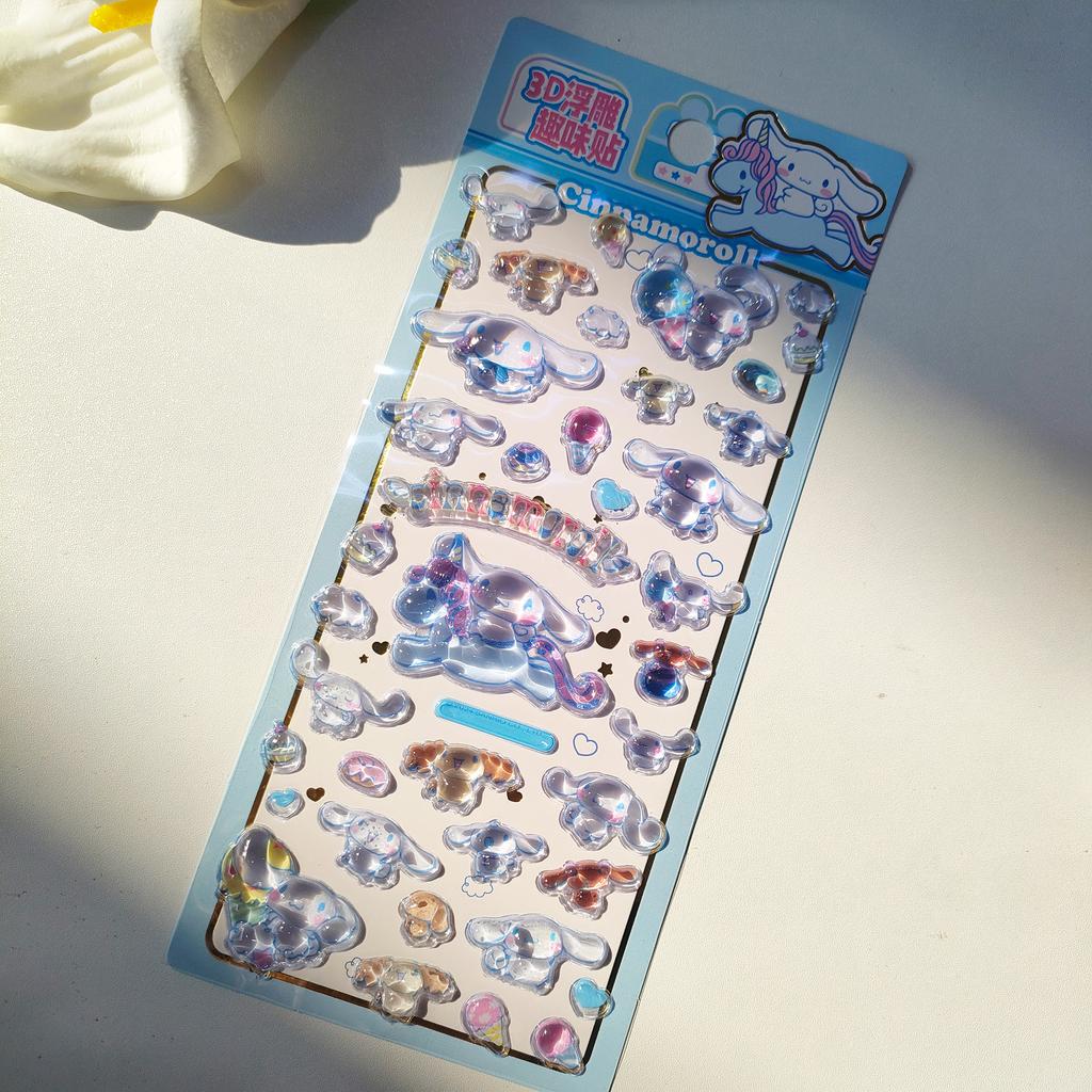 3D Embossed Cute Sanrio Stickers Waterproof Cartoon Decals for Journaling Phone Case DIY Student Stationery Decorative Stickers