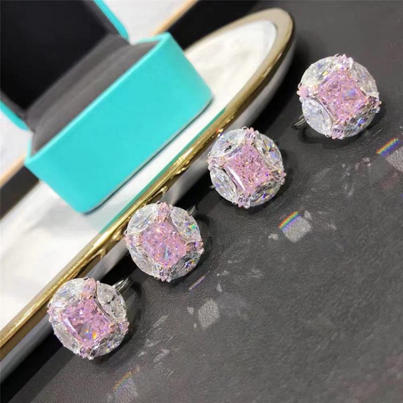 Hochwertiger Damen-Diamantring in Kaugummipink: Verstellbar, Leichter Luxus, Super Funkelndes Design
