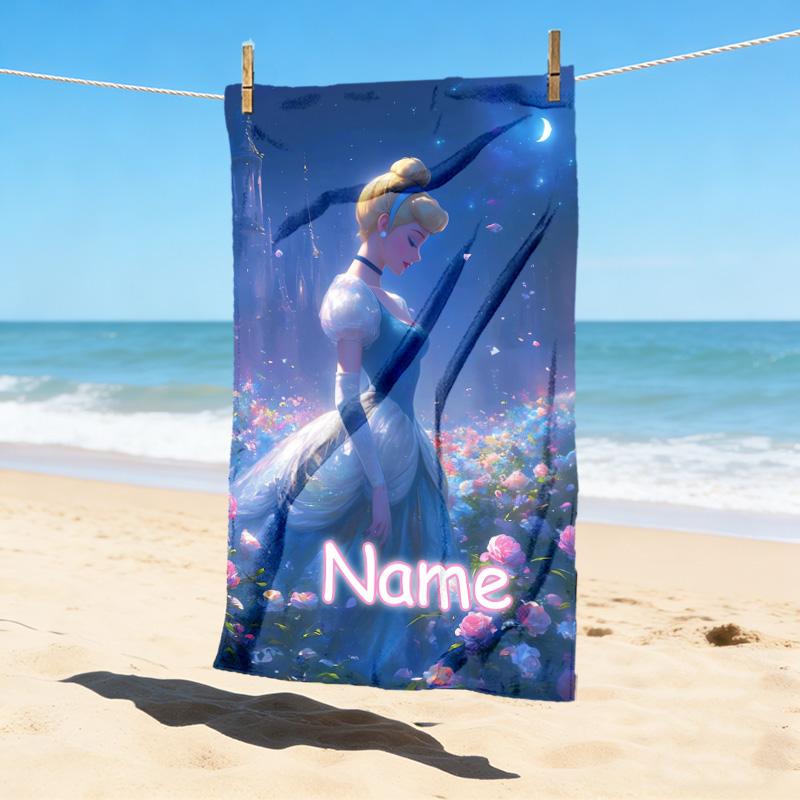 Custom Name Forest Friends Stylish Digital Printing Beach Towel Quick‑Drying Absorbent Blanket for Beach Pool Gym Travel